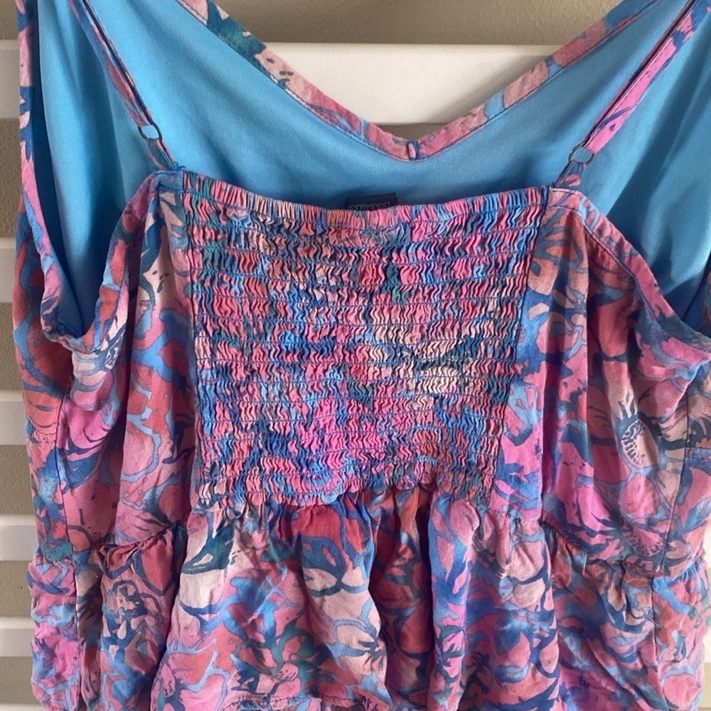 Wild Fable Fit & Flare Multi Floral Ruffle Layer Sleeveless Mini Dress Size L - Picture 7 of 12